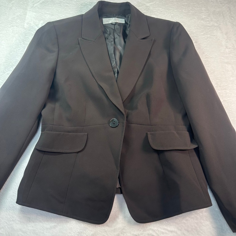 Tahari‎ Arthur S Levine Blazer Womens 10P Brown Single Button Petite